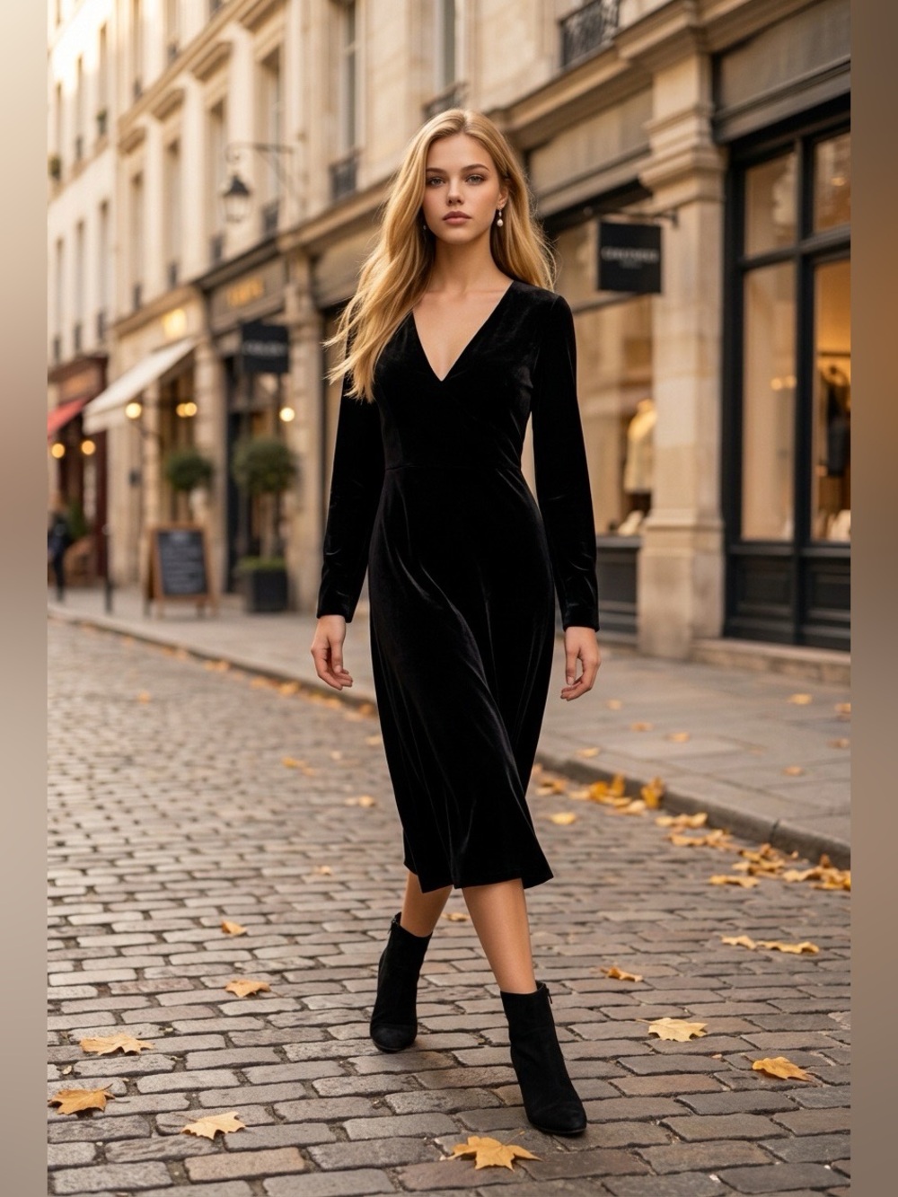 Stella McCartney Black Velvet Midi Dress